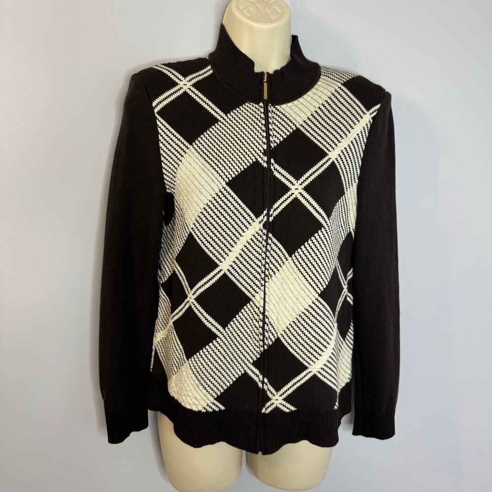 St John Sport Zip Knit Black Jacket Wool Blend Mature Stretch Classic Women's S